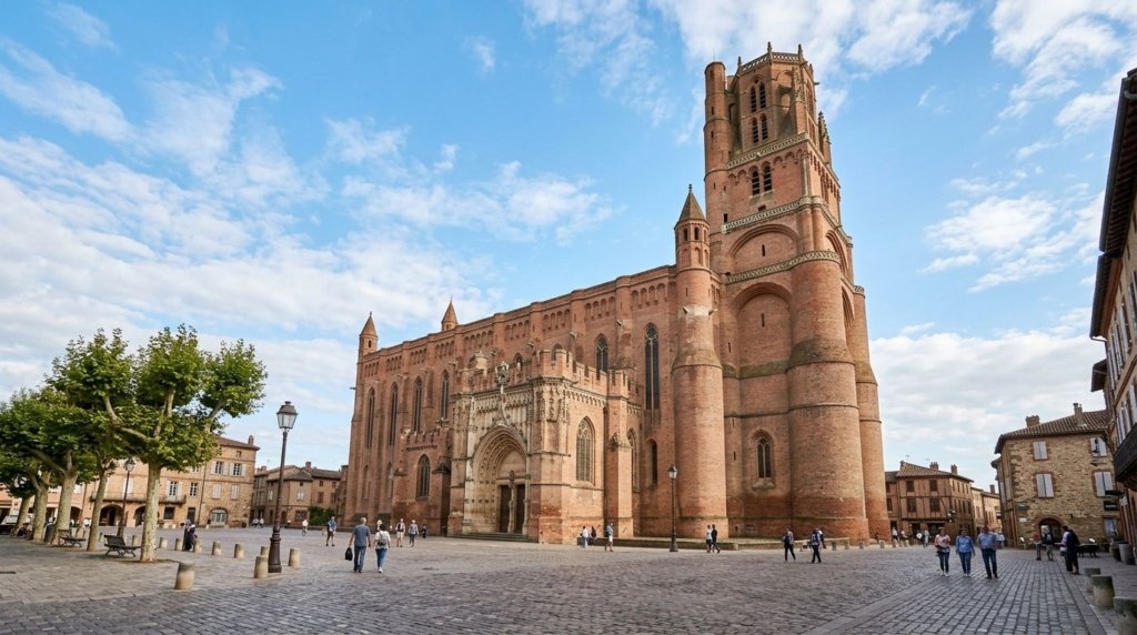 Red brick Cathedrale Sainte-Cecile in Albi, France
