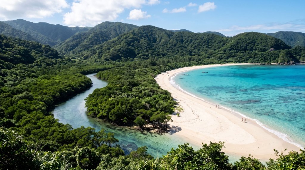 Turquoise coastline and subtropical forest of Amami Oshima island, Kagoshima, Japan