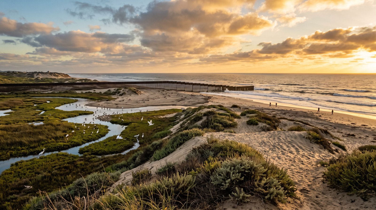 Sand dunes and salt marsh at Border Field State Park at the southwestern tip of the continental United States