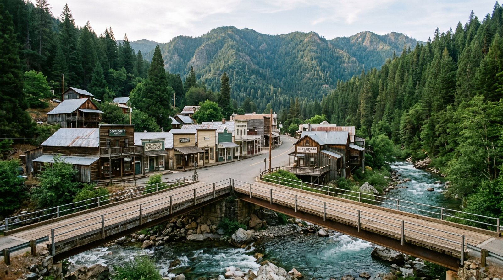 Downieville, California, a Gold Rush town in the Sierra Nevada known for mountain biking