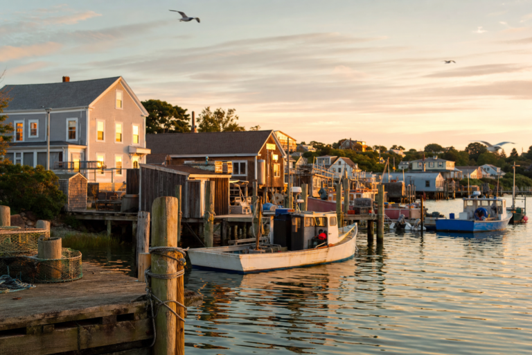 Hidden gems in New York - quiet harbor village at golden hour