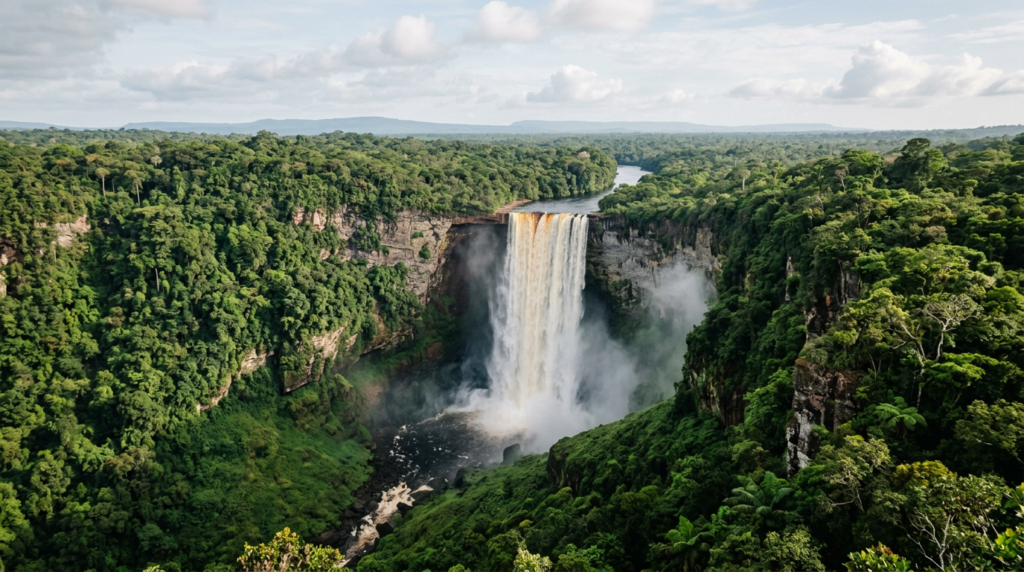 Kaieteur Falls, Guyana - Underrated Travel | Tripvorra Kaieteur Falls, Guyana - single-drop waterfall through rainforest