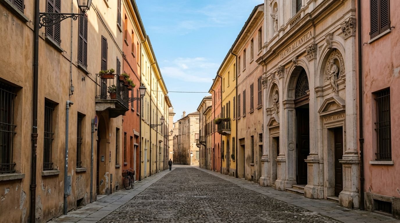 Grid streets and Renaissance facades of Sabbioneta, Italy