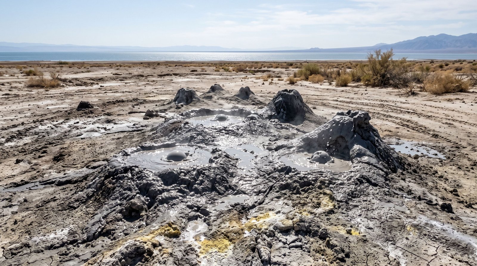 Bubbling geothermal mud pots at the Davis-Schrimpf Seep Field near the Salton Sea