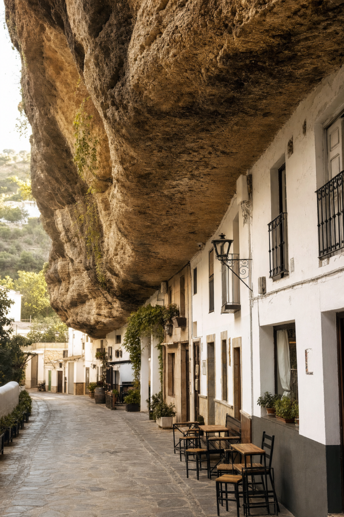 Setenil de las Bodegas, Spain - Hidden Gem | Tripvorra Setenil de las Bodegas, Spain - houses built into a rock canyon