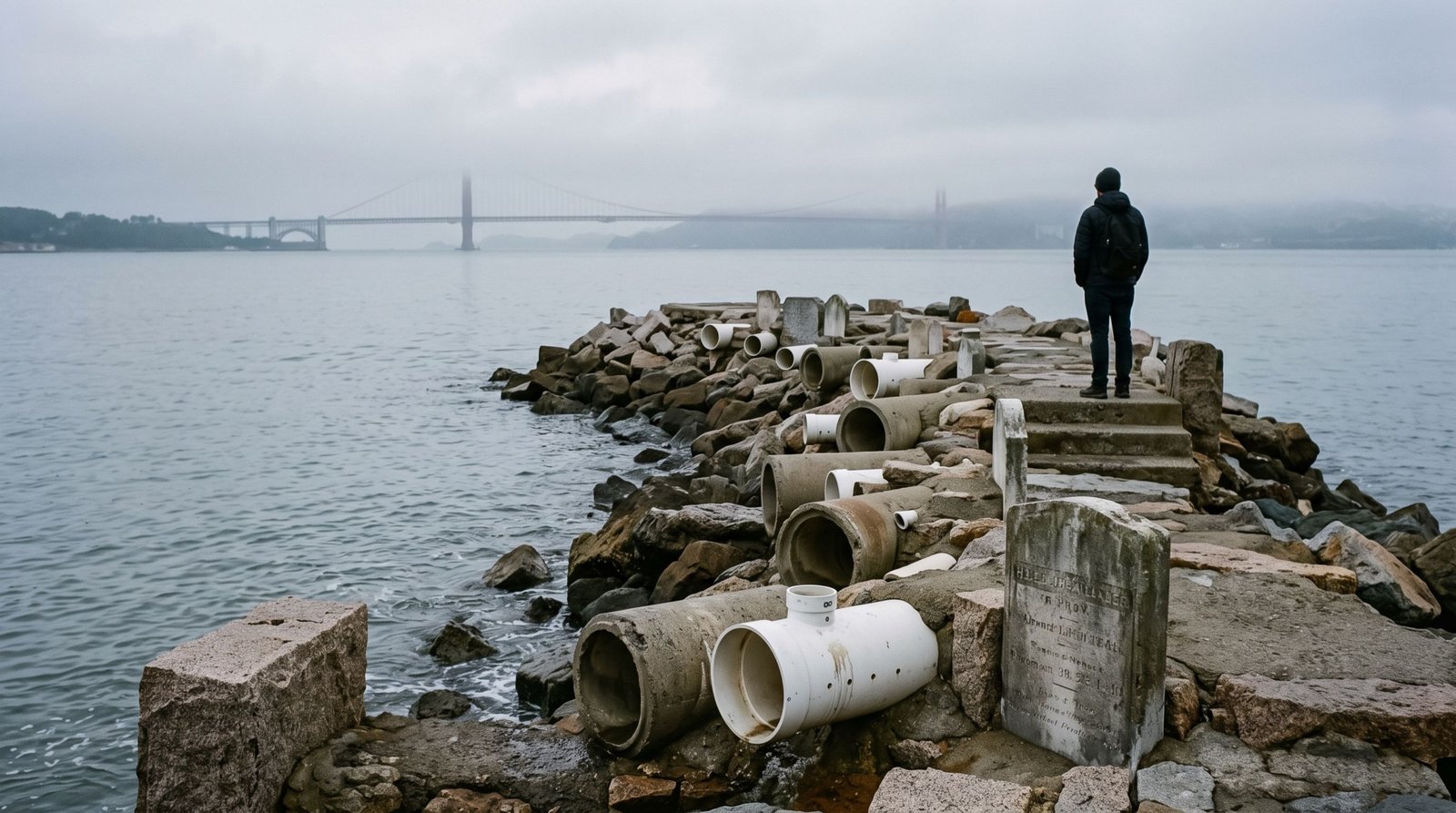 The Wave Organ, a wave-powered sound sculpture made of pipes set into a stone jetty in the San Francisco Marina