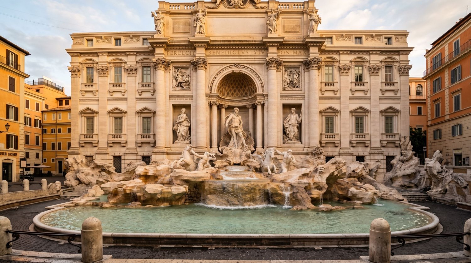 Tourists gathered at the Trevi Fountain in Rome