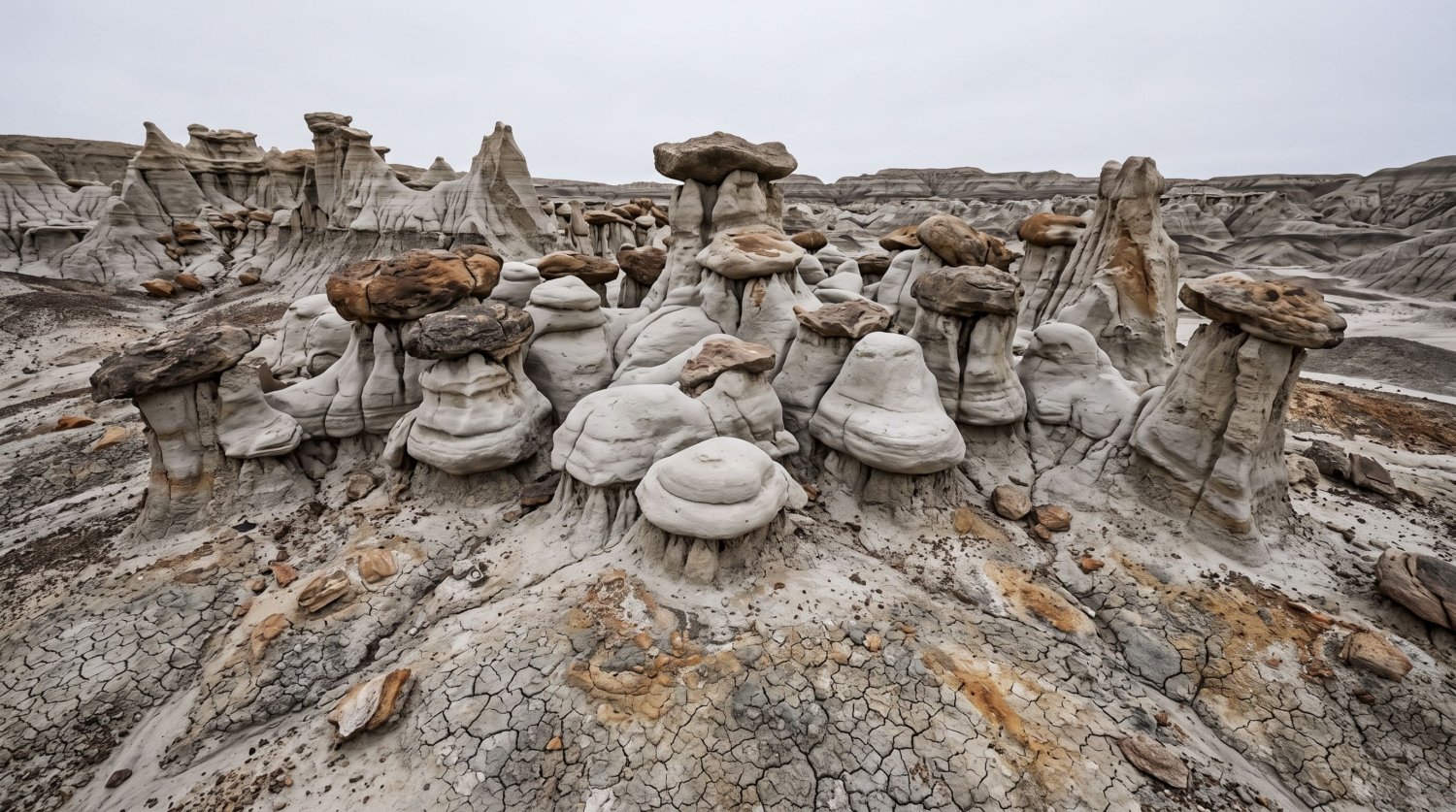 Bisti Badlands hoodoo cluster, New Mexico - Tripvorra