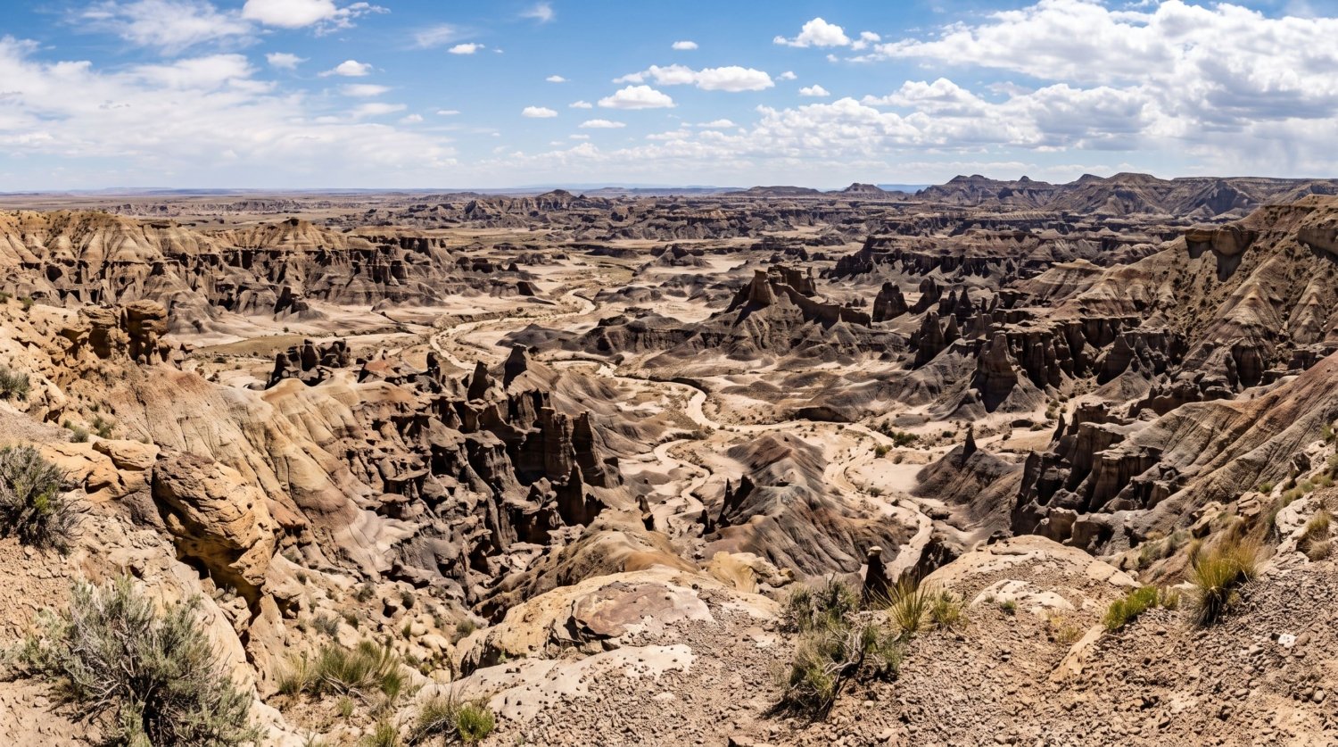 De-Na-Zin badlands panorama, New Mexico - Tripvorra