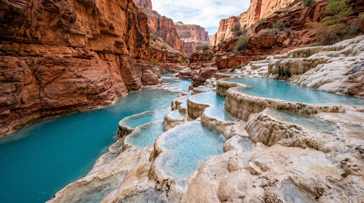 Travertine terraces at Havasu Creek, Arizona - Tripvorra
